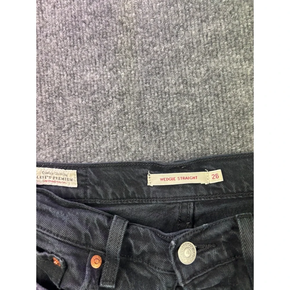 Levi's Wedgie Straight Jeans Womens 26 Black High Rise Button Fly Denim Pants